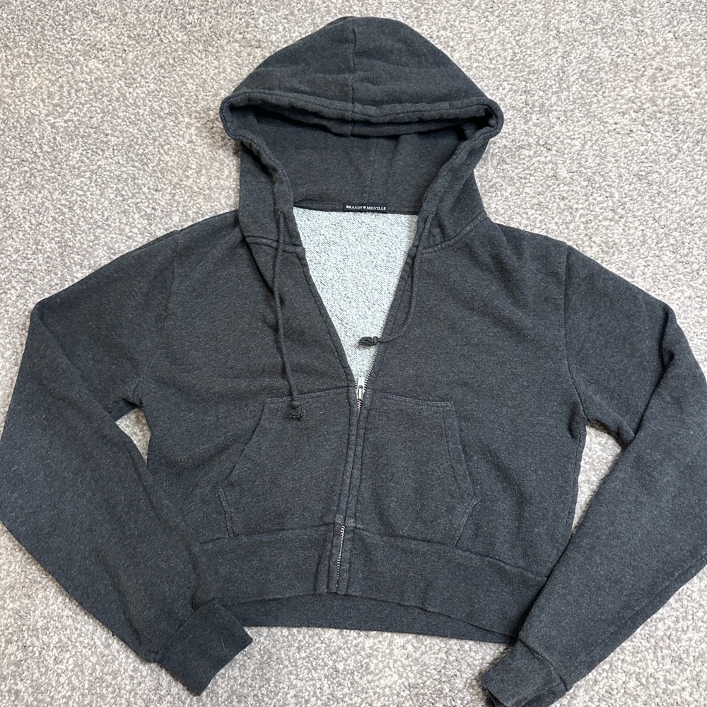 Brandy Melville Dark Gray Cropped Hoodie - final sale